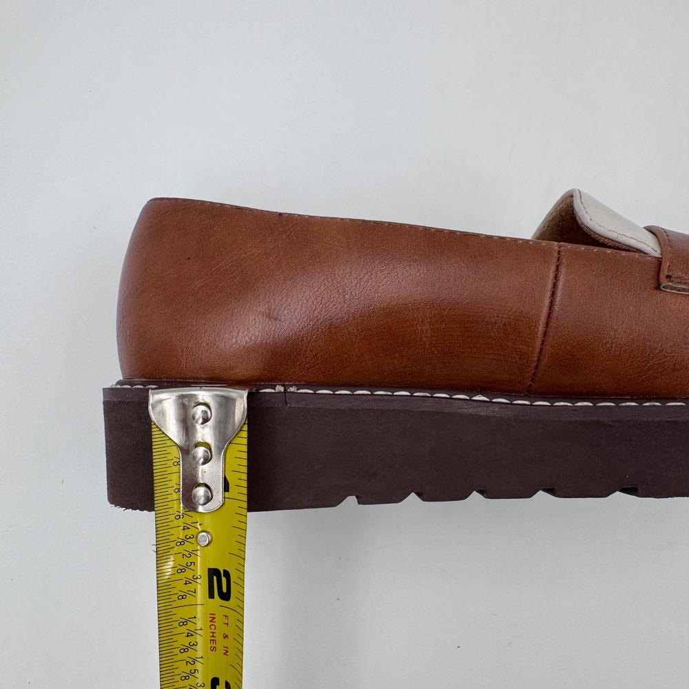 Naturalizer Womens Kiltie Fringe Platform Loafers Brown Cream Wedge Shoes Size 6 - Picture 9 of 9